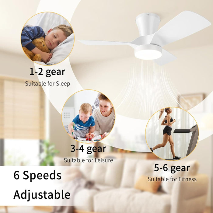 30 in. White Low Profile Ceiling Fan and Light, Reversible Quiet Remote Control Ceiling Fan and Light, Dimmable Modern Ceiling Fan with Light -2-ErisView