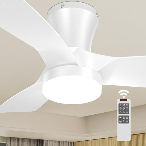 30 in. White Low Profile Ceiling Fan and Light, Reversible Quiet Remote Control Ceiling Fan and Light, Dimmable Modern Ceiling Fan with Light -1-ErisView