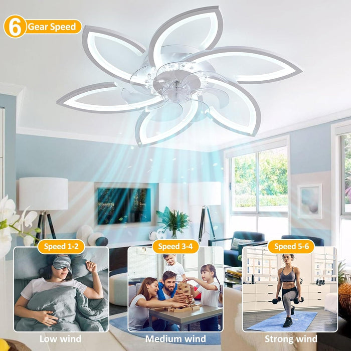 30 in. White Modern Ceiling Fan with Light Remote, Reversible Low Profile Ceiling Fan and Light, Flush Mount Smart Ceiling Fan for Bedroom Living Room-2-ErisView
