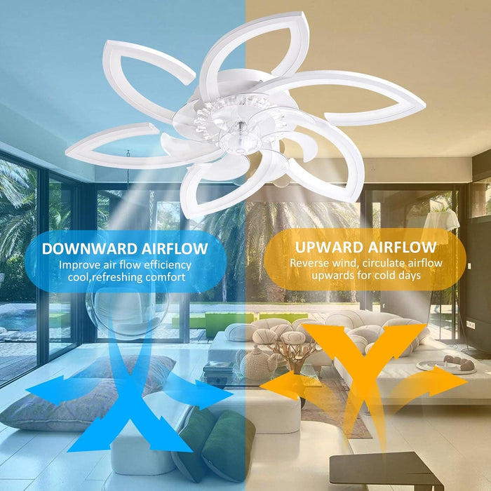 30 in. White Modern Ceiling Fan with Light Remote, Reversible Low Profile Ceiling Fan and Light, Flush Mount Smart Ceiling Fan for Bedroom Living Room-3-ErisView