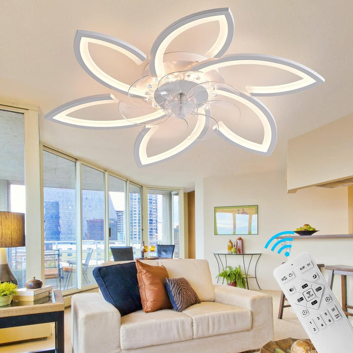 30 in. White Modern Ceiling Fan with Light Remote, Reversible Low Profile Ceiling Fan and Light, Flush Mount Smart Ceiling Fan for Bedroom Living Room-1-ErisView