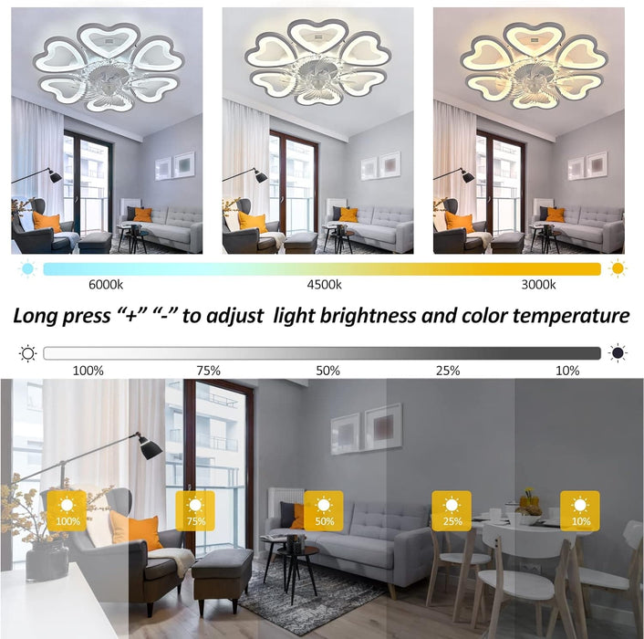 31 in. Flower Modern Ceiling Fan with Light and Remote, Dimmable Silent Invisible Fandelier for Bedroom Living Room, Decorative Ceiling Fan with Light-23-ErisView