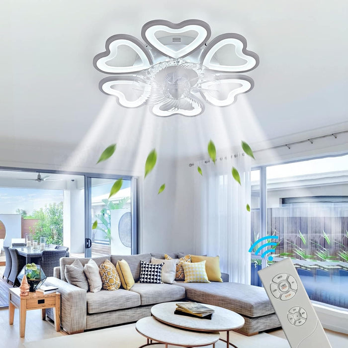 31 in. Flower Modern Ceiling Fan with Light and Remote, Dimmable Silent Invisible Fandelier for Bedroom Living Room, Decorative Ceiling Fan with Light-25-ErisView