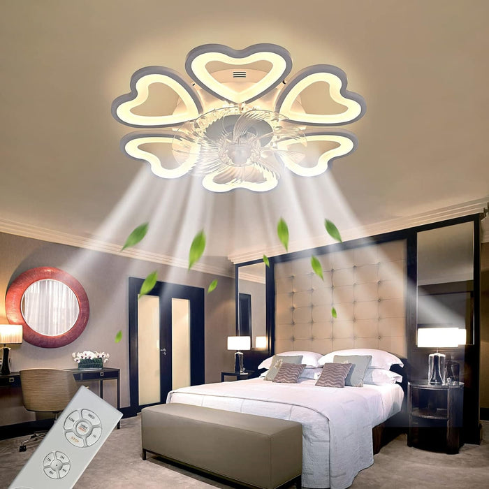 31 in. Flower Modern Ceiling Fan with Light and Remote, Dimmable Silent Invisible Fandelier for Bedroom Living Room, Decorative Ceiling Fan with Light-26-ErisView