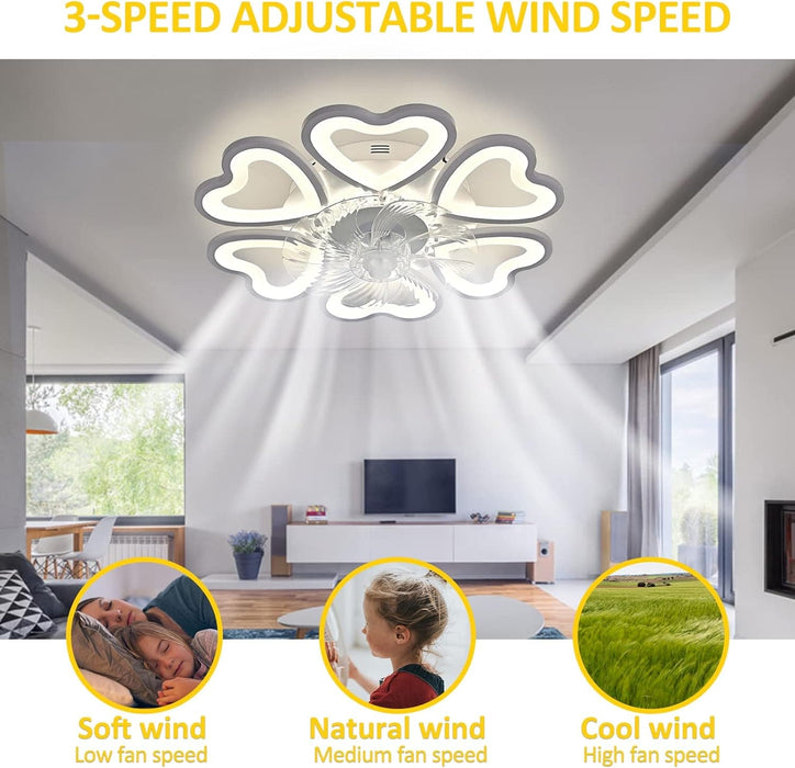 31 in. Flower Modern Ceiling Fan with Light and Remote, Dimmable Silent Invisible Fandelier for Bedroom Living Room, Decorative Ceiling Fan with Light-27-ErisView