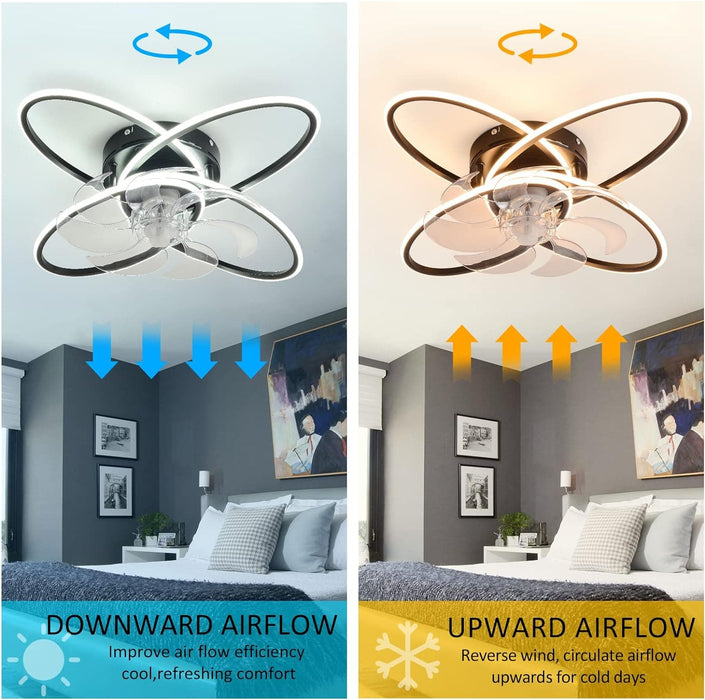 31 in. Flower Modern Ceiling Fan with Light and Remote, Dimmable Silent Invisible Fandelier for Bedroom Living Room, Decorative Ceiling Fan with Light-41-ErisView
