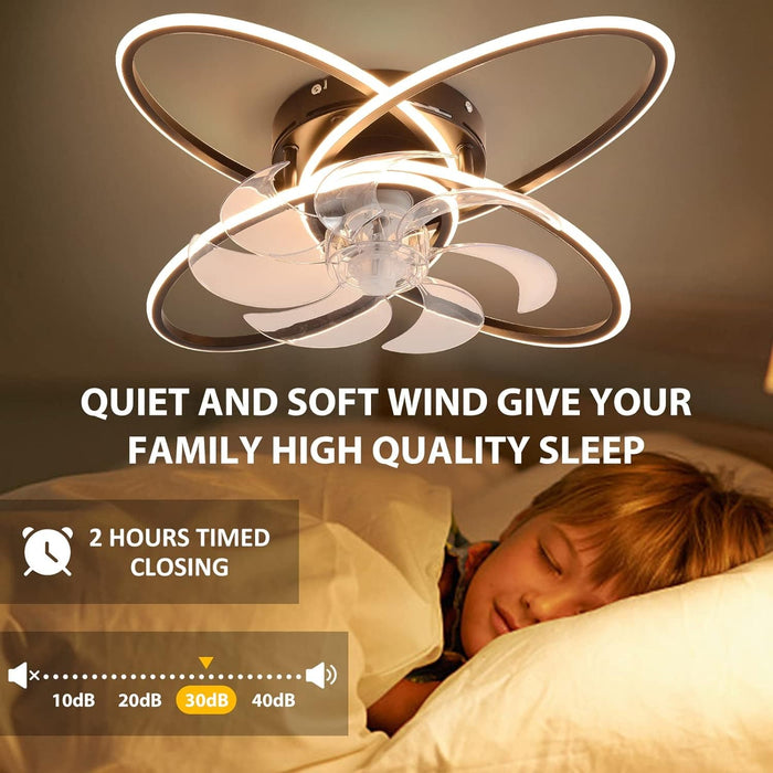 31 in. Flower Modern Ceiling Fan with Light and Remote, Dimmable Silent Invisible Fandelier for Bedroom Living Room, Decorative Ceiling Fan with Light-42-ErisView