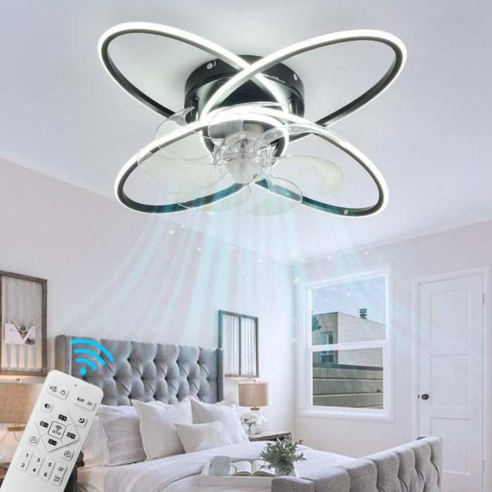 31 in. Flower Modern Ceiling Fan with Light and Remote, Dimmable Silent Invisible Fandelier for Bedroom Living Room, Decorative Ceiling Fan with Light-44-ErisView