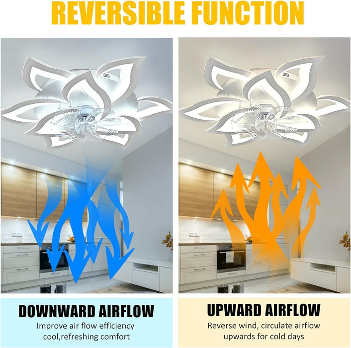 31 in. Flower Modern Ceiling Fan with Light and Remote, Dimmable Silent Invisible Fandelier for Bedroom Living Room, Decorative Ceiling Fan with Light-47-ErisView