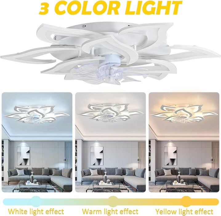 31 in. Flower Modern Ceiling Fan with Light and Remote, Dimmable Silent Invisible Fandelier for Bedroom Living Room, Decorative Ceiling Fan with Light-53-ErisView