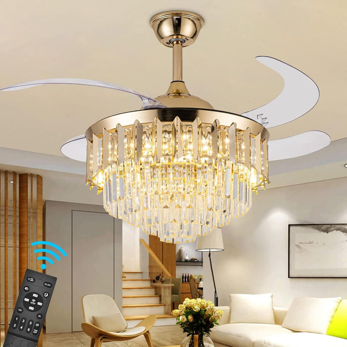 31 in. Flower Modern Ceiling Fan with Light and Remote, Dimmable Silent Invisible Fandelier for Bedroom Living Room, Decorative Ceiling Fan with Light-54-ErisView