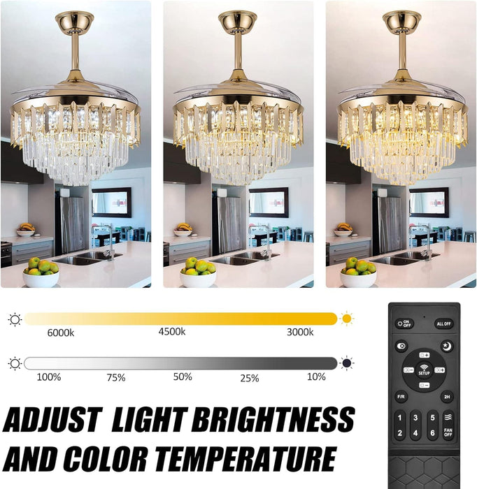 31 in. Flower Modern Ceiling Fan with Light and Remote, Dimmable Silent Invisible Fandelier for Bedroom Living Room, Decorative Ceiling Fan with Light-55-ErisView