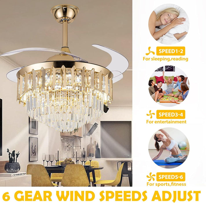 31 in. Flower Modern Ceiling Fan with Light and Remote, Dimmable Silent Invisible Fandelier for Bedroom Living Room, Decorative Ceiling Fan with Light-56-ErisView