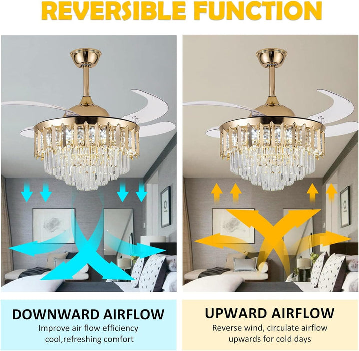 31 in. Flower Modern Ceiling Fan with Light and Remote, Dimmable Silent Invisible Fandelier for Bedroom Living Room, Decorative Ceiling Fan with Light-57-ErisView