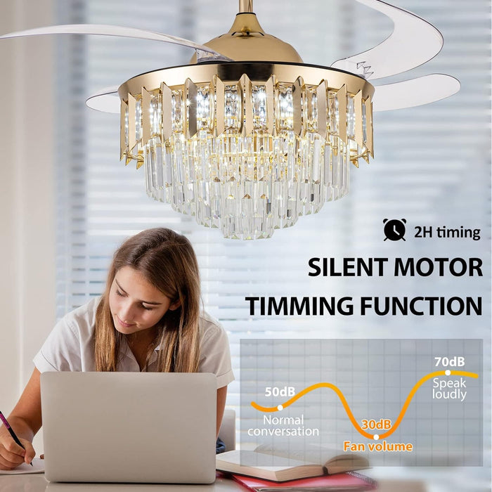 31 in. Flower Modern Ceiling Fan with Light and Remote, Dimmable Silent Invisible Fandelier for Bedroom Living Room, Decorative Ceiling Fan with Light-58-ErisView