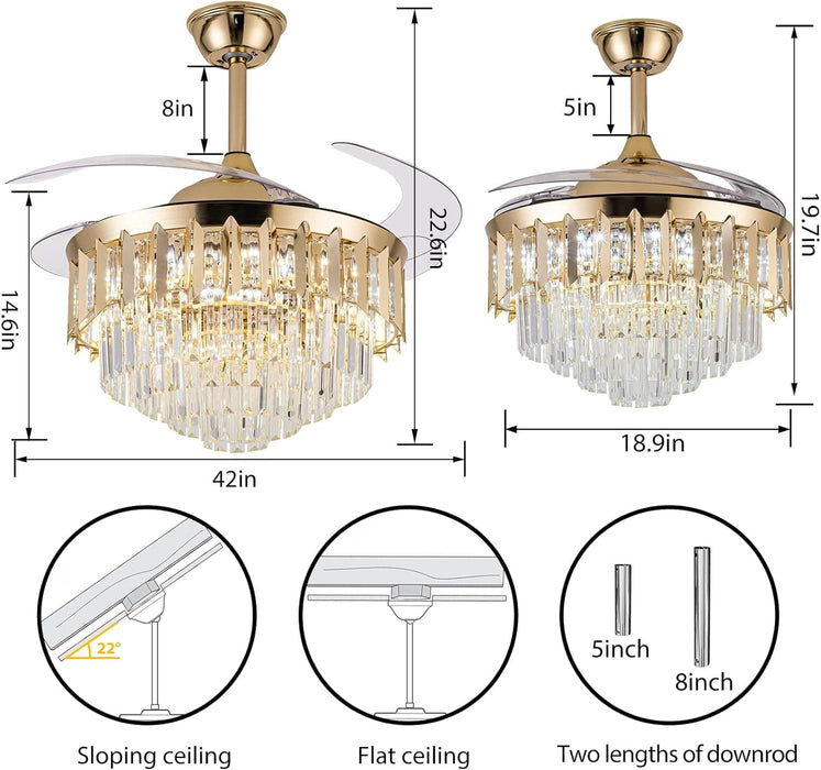31 in. Flower Modern Ceiling Fan with Light and Remote, Dimmable Silent Invisible Fandelier for Bedroom Living Room, Decorative Ceiling Fan with Light-60-ErisView