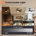 32 in. Black Farmhouse Small Outdoor Ceiling Fan with Light and Remote, Reversible Dimmable Noiseless Ceiling Fan, Bedroom Ceiling Fans-14-ErisView