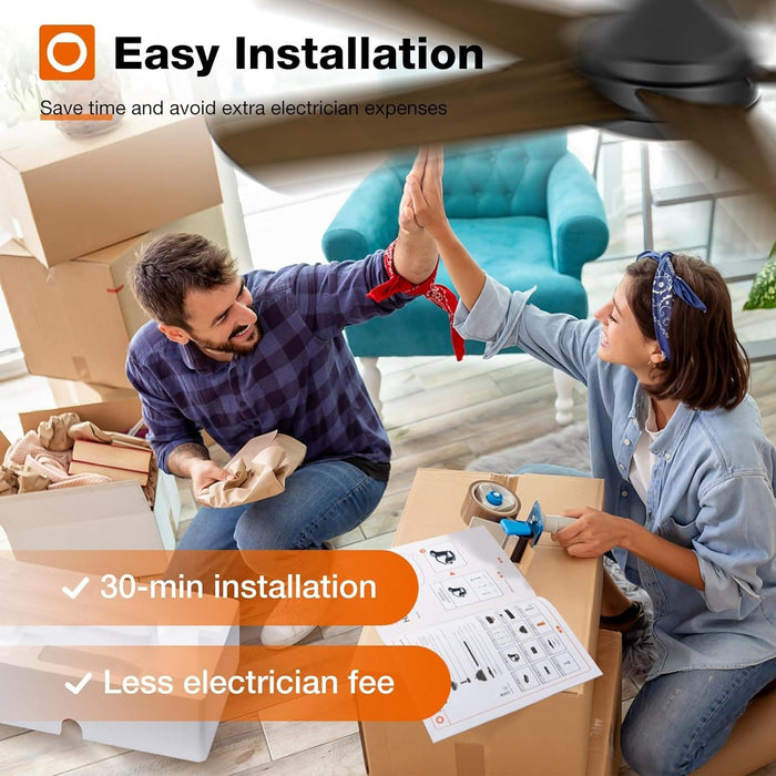 32 in. Black Farmhouse Small Outdoor Ceiling Fan with Light and Remote, Reversible Dimmable Noiseless Ceiling Fan, Bedroom Ceiling Fans-15-ErisView