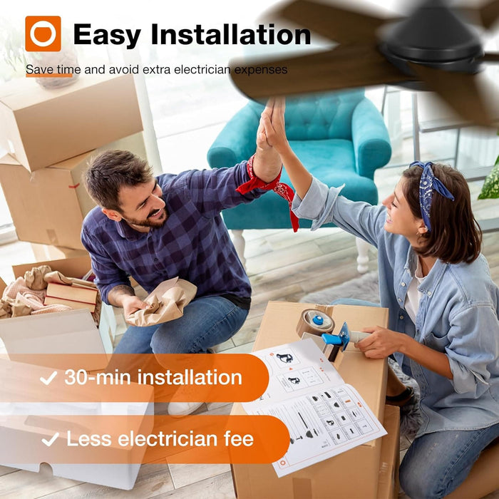 32 in. Black Farmhouse Small Outdoor Ceiling Fan with Light and Remote, Reversible Dimmable Noiseless Ceiling Fan, Bedroom Ceiling Fans-7-ErisView