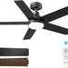 32 in. Black Farmhouse Small Outdoor Ceiling Fan with Light and Remote, Reversible Dimmable Noiseless Ceiling Fan, Bedroom Ceiling Fans-9-ErisView