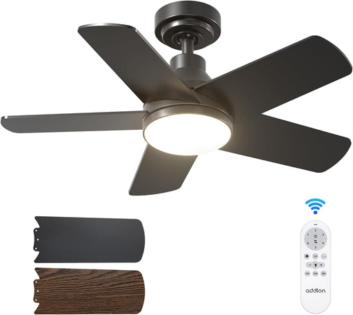 32 in. Black Farmhouse Small Outdoor Ceiling Fan with Light and Remote, Reversible Dimmable Noiseless Ceiling Fan, Bedroom Ceiling Fans-1-ErisView