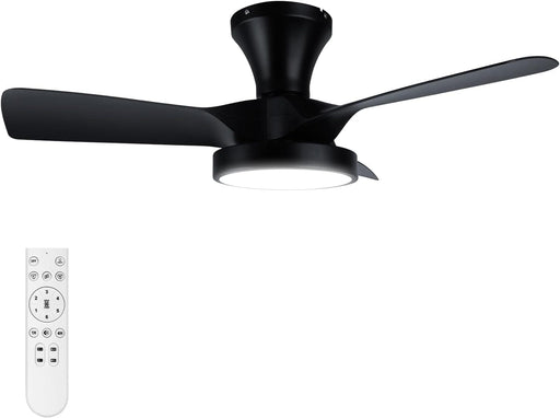 32 in. Black Low Ceiling Fan, Bedroom Ceiling Fans with Lights Remote, 3 Blades Fans Lamp for Kitchen Bedroom Dining Room Patio -1-ErisView