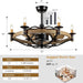 32 in. Chandelier Ceiling Fan with Lights and Remote, Bladeless Rustic Ceiling Fans, Farmhouse Caged Ceiling Fan for Living Room -2-ErisView