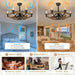 32 in. Chandelier Ceiling Fan with Lights and Remote, Bladeless Rustic Ceiling Fans, Farmhouse Caged Ceiling Fan for Living Room -5-ErisView