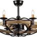 32 in. Chandelier Ceiling Fan with Lights and Remote, Bladeless Rustic Ceiling Fans, Farmhouse Caged Ceiling Fan for Living Room -1-ErisView