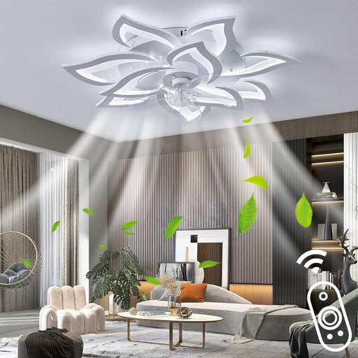 32 in. Low Profile Ceiling Fan with Bright Light and Remote APP Control, White Brightness Dimmable LED Ceiling Light with Fan-1-ErisView