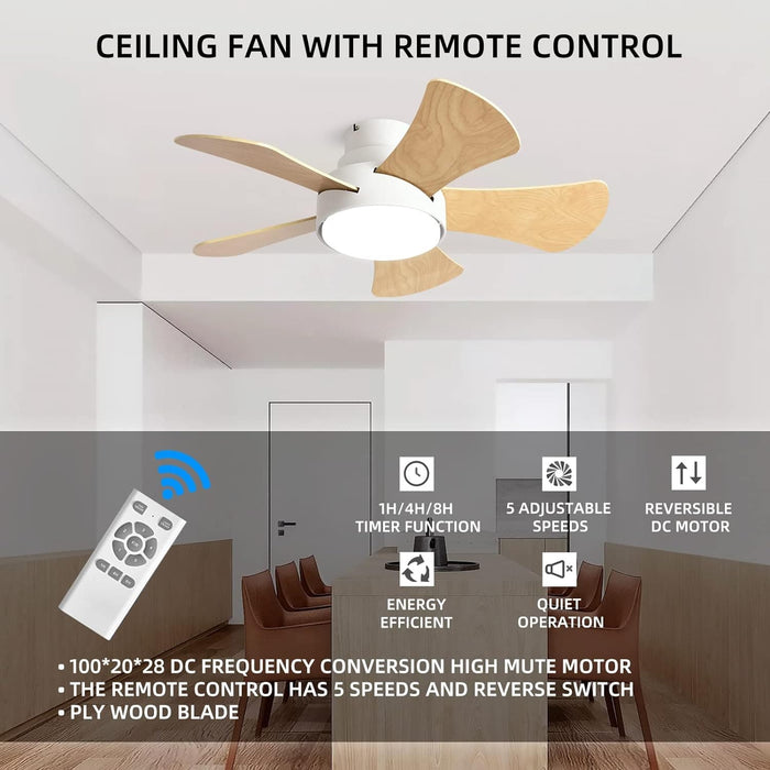 32 in. Modern Reversible Ceiling Fan for Kitchen Bedroom Dining Room Patio, Matte White Indoor Ceiling Fans with Lights and Remote Control-3-ErisView
