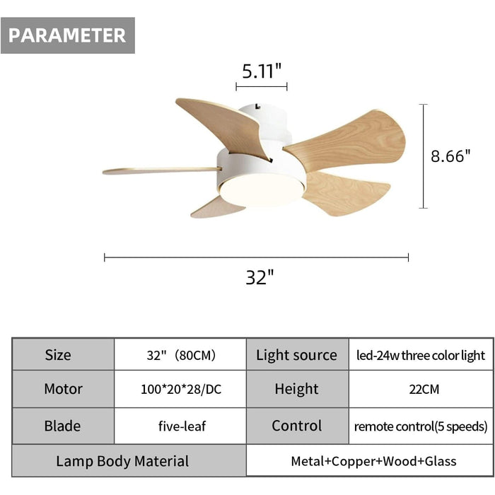 32 in. Modern Reversible Ceiling Fan for Kitchen Bedroom Dining Room Patio, Matte White Indoor Ceiling Fans with Lights and Remote Control-6-ErisView