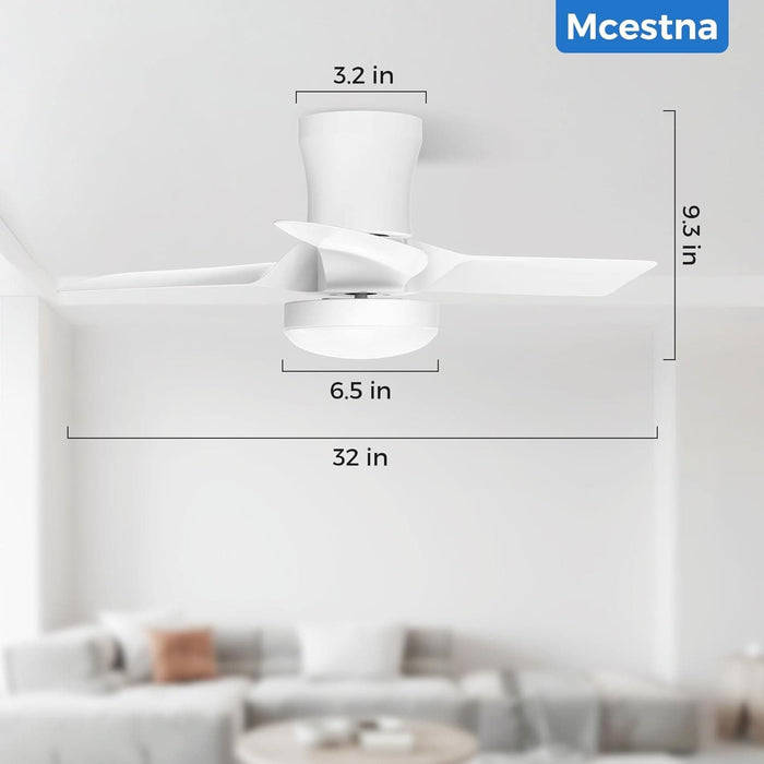 32 in. Remote Control Ceiling Fan and Light, Quiet Reversible Low Profile Ceiling Fan, Dimmable Flush Mount Ceiling Fan for Indoor Outdoor Use-6-ErisView
