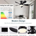 33 in. Black Outdoor Low Profile Ceiling Fan with Light Remote APP Control for Patio, Modern Indoor Flush Mount Ceiling Fan for Bedroom Living Room-3-ErisView