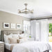 34 in Modern Downrod Mount Reversible Ceiling Fan with Light and Remote Control, Brushed Nickel Wagon Wheel Chandelier with Candle Shaped Light-ErisView
