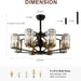 34 in. Crystal Chandelier Ceiling Fan, Vintage Flush Mount Fandelier for Bedroom, Farmhouse Bronze Ceiling Fan for Dining Room Living Room Kitchen-14-ErisView