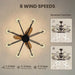 34 in. Crystal Chandelier Ceiling Fan, Vintage Flush Mount Fandelier for Bedroom, Farmhouse Bronze Ceiling Fan for Dining Room Living Room Kitchen-3-ErisView