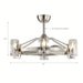 34 in. Modern Brushed Nickel Downrod Mount Reversible Ceiling Fan with LED Light and Remote Control-ErisView