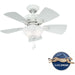 34 in. Snow White Ceiling Fan with LED Light Kit and Pull Chain, Hugger Ceiling Fan with Light-2-ErisView