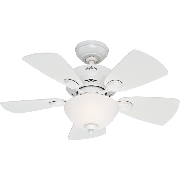 34 in. Snow White Ceiling Fan with LED Light Kit and Pull Chain, Hugger Ceiling Fan with Light-1-ErisView