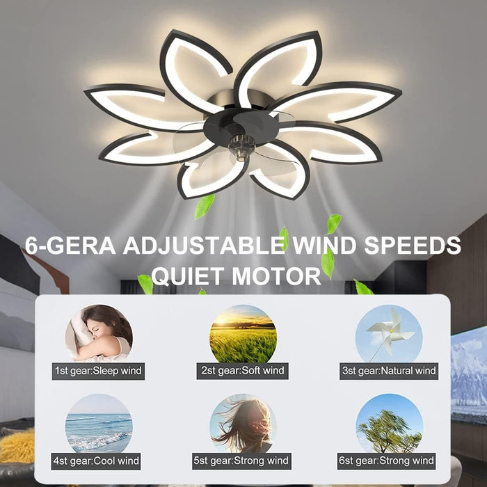 35 in. Black Flush Mount Bladeless Ceiling Fan with Light and Remote, Modern Low Profile Ceiling Fan, Dimmable LED Ceiling Fan for Bedroom Living Room-6-ErisView