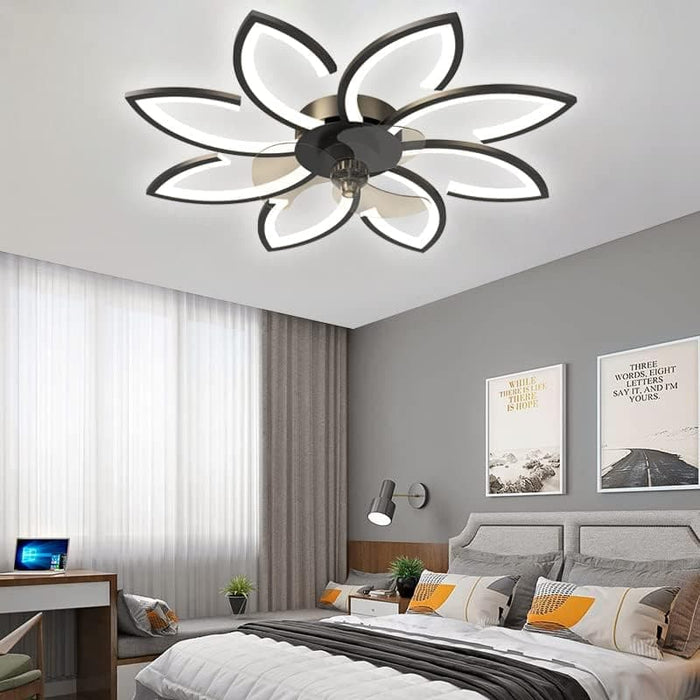 35 in. Black Flush Mount Bladeless Ceiling Fan with Light and Remote, Modern Low Profile Ceiling Fan, Dimmable LED Ceiling Fan for Bedroom Living Room-9-ErisView