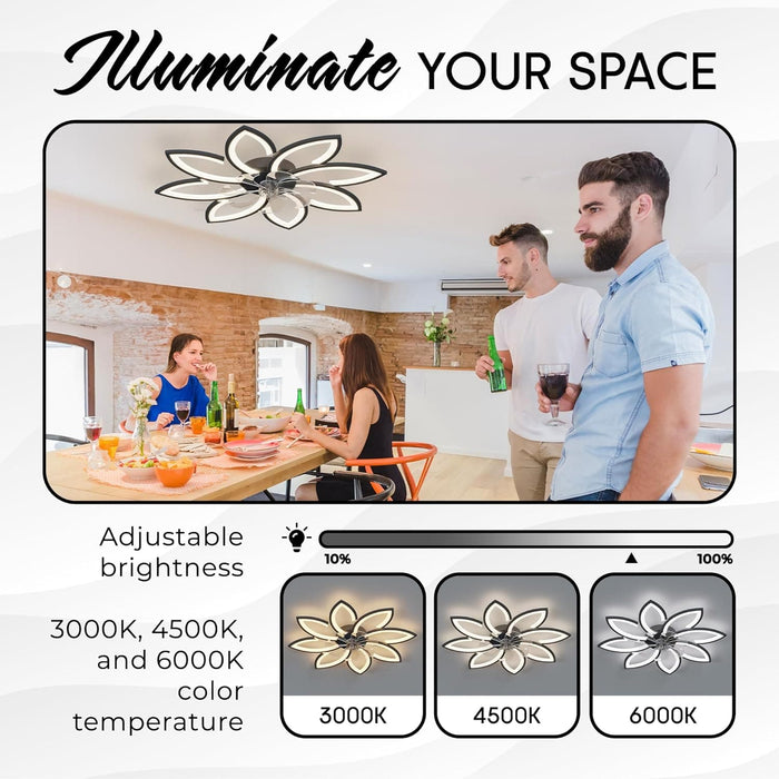 35 in. Black Flush Mount Bladeless Ceiling Fan with Remote, Modern Low Profile Ceiling Fan with Dimmable LED Light, Wind Timing Bedroom Ceiling Fans-4-ErisView