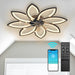 35 in. Black Flush Mount Bladeless Ceiling Fan with Remote, Modern Low Profile Ceiling Fan with Dimmable LED Light, Wind Timing Bedroom Ceiling Fans-1-ErisView
