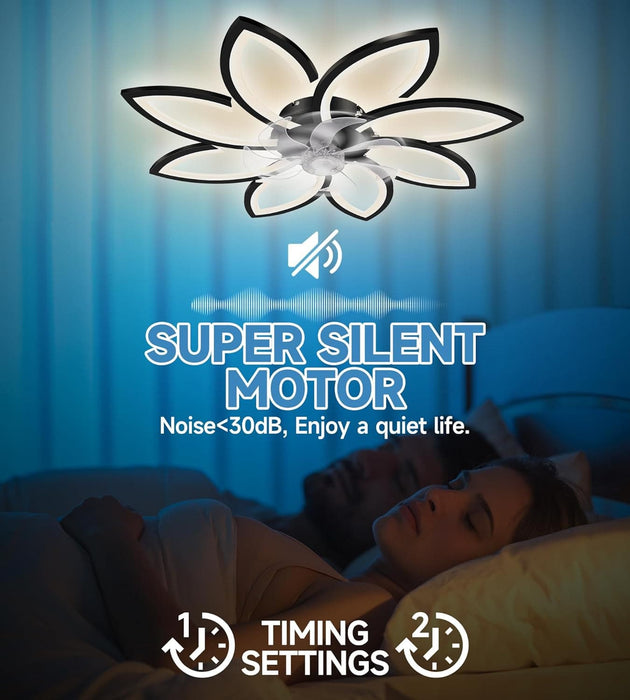 35 in. Modern Ceiling Fan with Lights and Remote, Smart Dimming Low Profile Ceiling Fan with Bedroom Living Room-4-ErisView