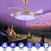 36 in. Black Bluetooth Ceiling Fan with Light and Remote, Dimmable RGB Fandelier with Music Player, Retractable Blade Ceiling Fan for Living Room Bedroom-10-ErisView