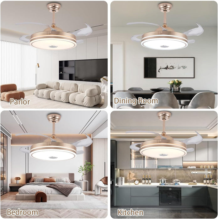 36 in. Black Bluetooth Ceiling Fan with Light and Remote, Dimmable RGB Fandelier with Music Player, Retractable Blade Ceiling Fan for Living Room Bedroom-14-ErisView
