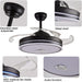 36 in. Black Bluetooth Ceiling Fan with Light and Remote, Dimmable RGB Fandelier with Music Player, Retractable Blade Ceiling Fan for Living Room Bedroom-4-ErisView