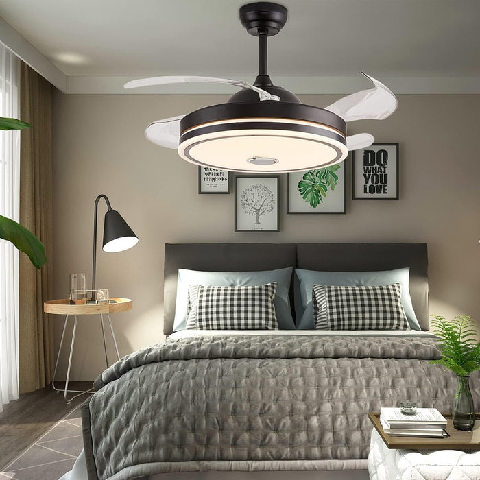 36 in. Black Bluetooth Ceiling Fan with Light and Remote, Dimmable RGB Fandelier with Music Player, Retractable Blade Ceiling Fan for Living Room Bedroom-6-ErisView