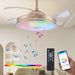36 in. Black Bluetooth Ceiling Fan with Light and Remote, Dimmable RGB Fandelier with Music Player, Retractable Blade Ceiling Fan for Living Room Bedroom-8-ErisView